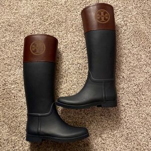 Tory Burch rubber boots.  Never worn.  Size 7.